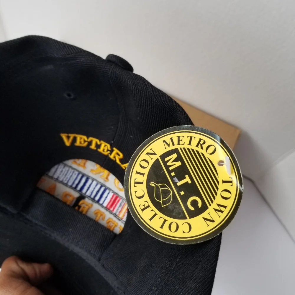 Korea War Military Veteran Black Adjustable Baseball Hat Cap